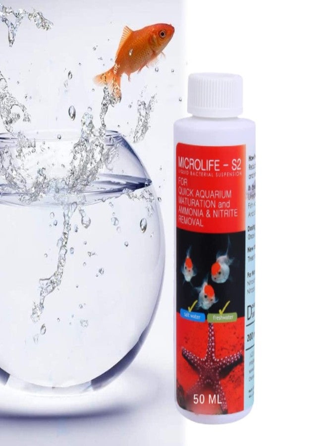 VAYINATO Aquatic Remedies Micro Life S2 Beneficial Bacteria Liquid Bacterial Suspension For Quick Aquarium Maturation And Ammonia And Nitrite Removal (50 Ml) - Image 1